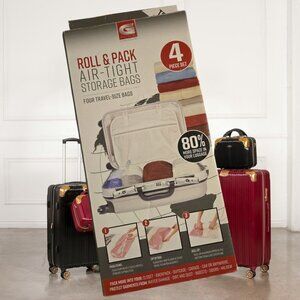 G-Force Roll & Pack Air-Tight Storage Bags 4-Piece Set Travel Size 25.5" X 20" D